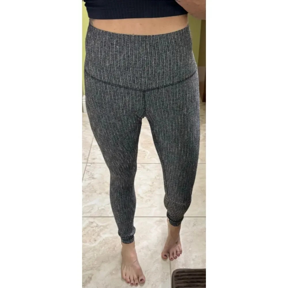 Lululemon grey full length fold down waist no size tag waist is 13 flat lay